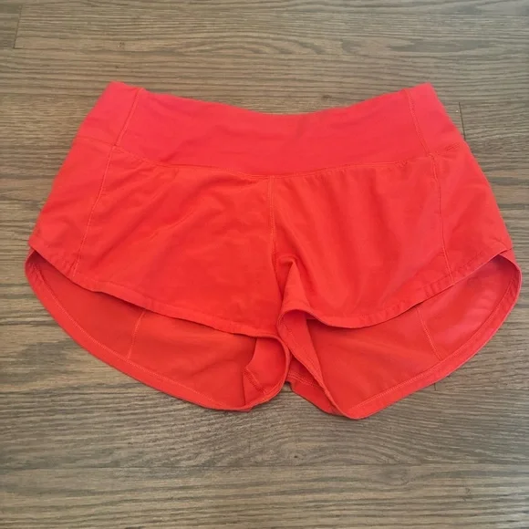 Lululemon Athletica Carnation Red Speed Up Shorts Size 2 - Picture 1 of 6